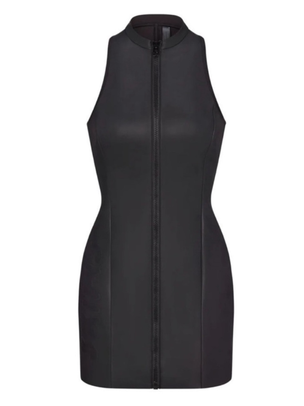 SKIMS *NWT RUBBERIZED SCUBA SWIM MOCK NECK DRESS | COLOR: ONYX | SIZE: XXS - Picture 4 of 10